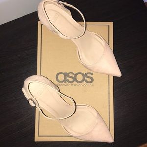 ASOS NUDE Pointed Toe Ankle Strap Heel